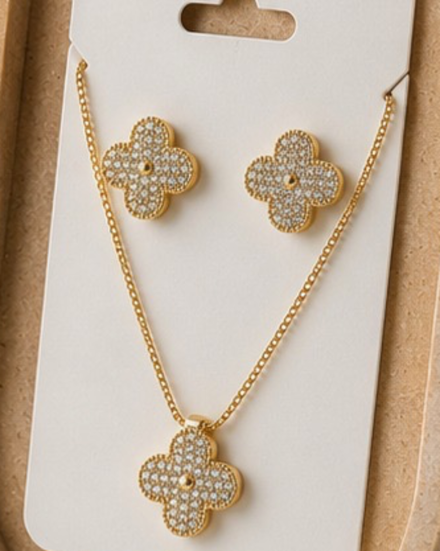 Conjunto flor cravejada