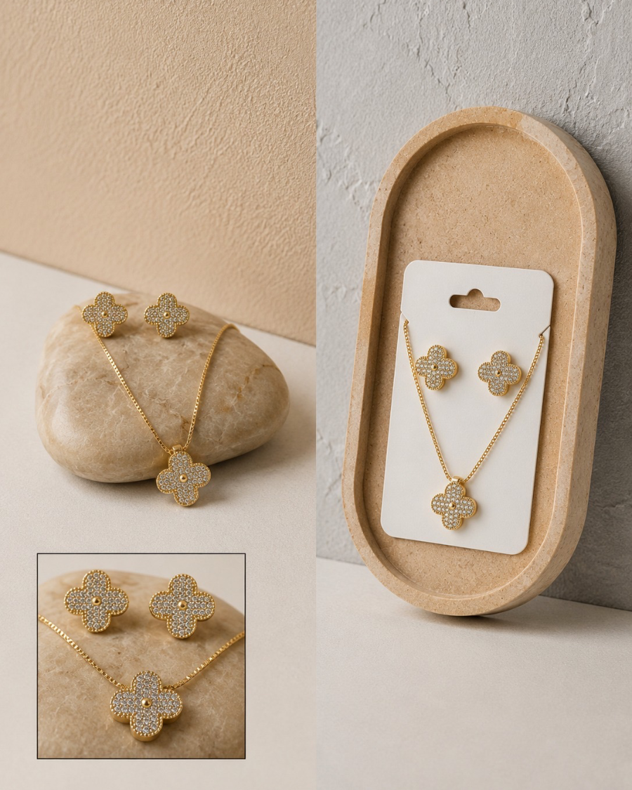 Conjunto flor cravejada
