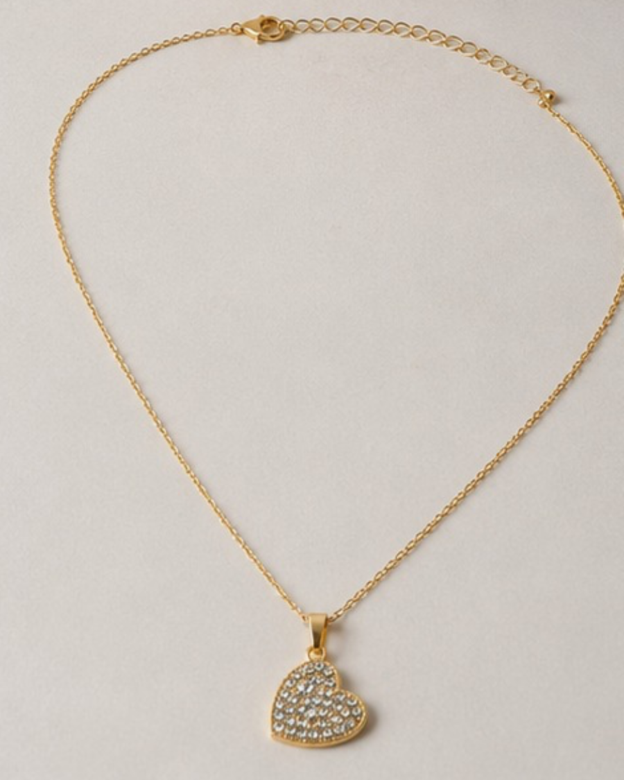 Conjunto Colar coração cravejado