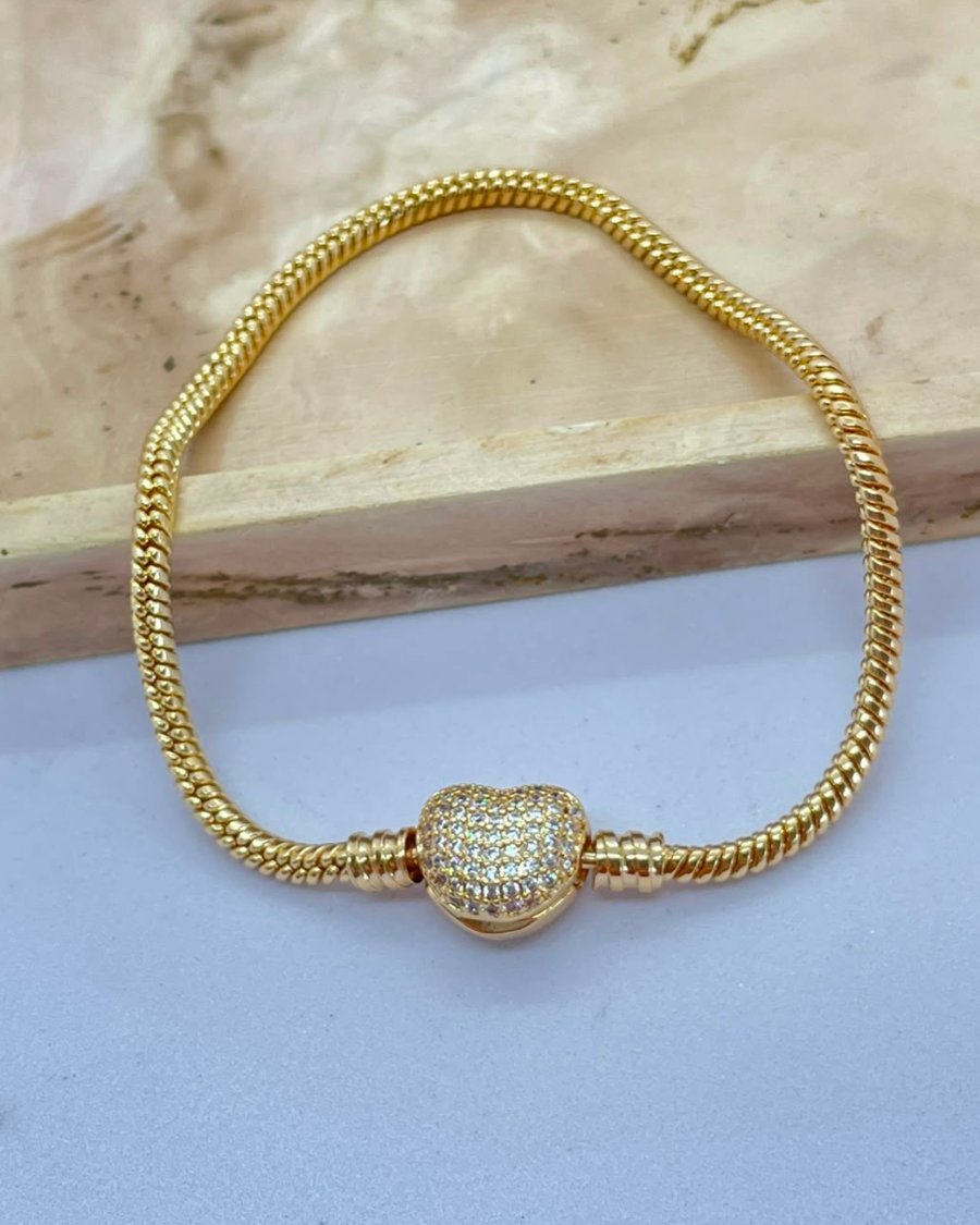 Pulseira para Berloques Fecho Coração