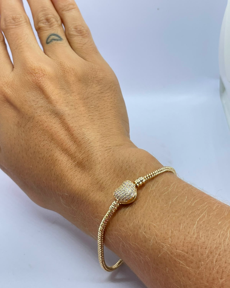 Pulseira para Berloques Fecho Coração
