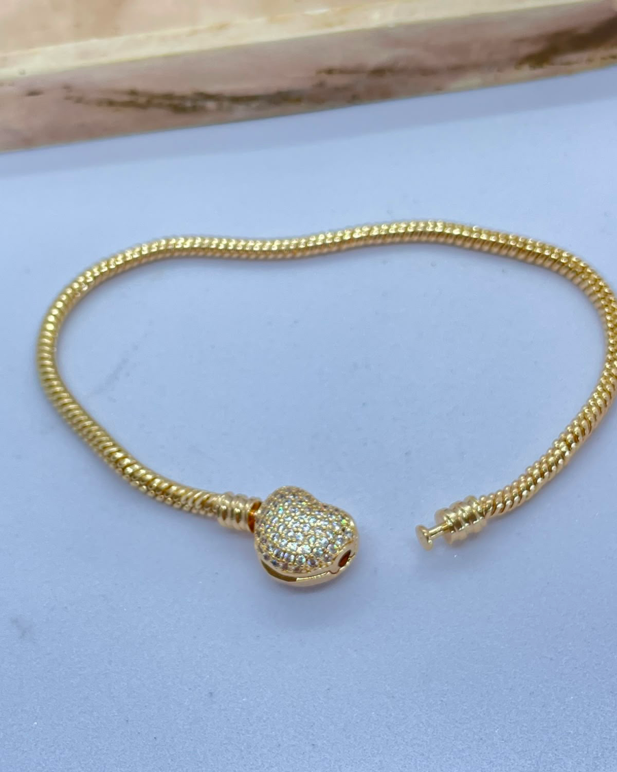 Pulseira para Berloques Fecho Coração