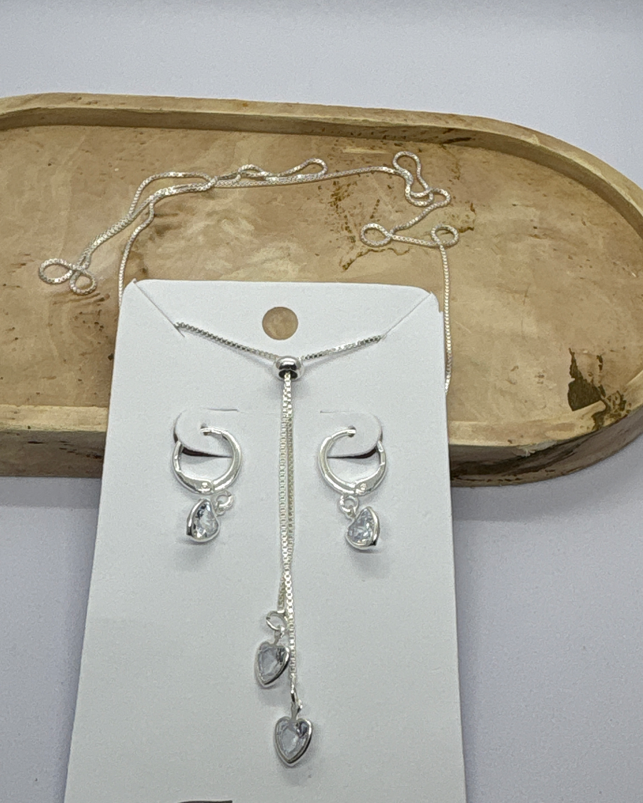 Conjunto coração com cristal