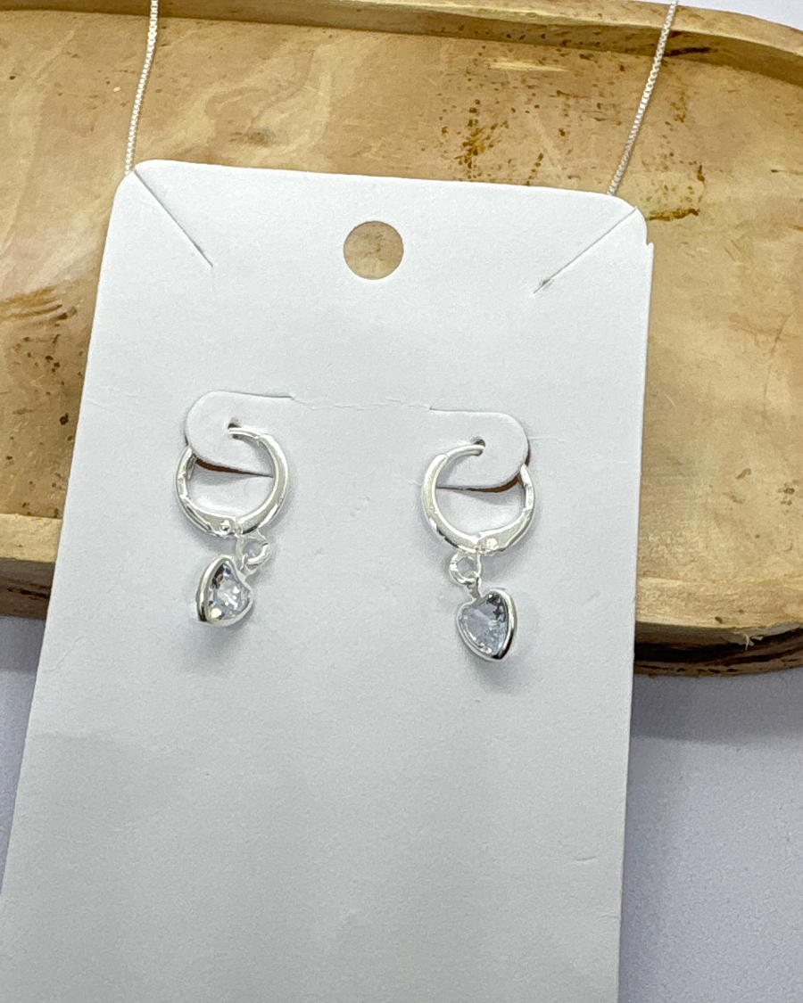 Conjunto coração com cristal