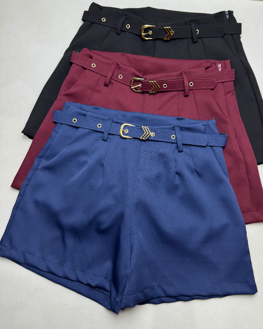 Short Feminino Alfaiataria Cintura Alta