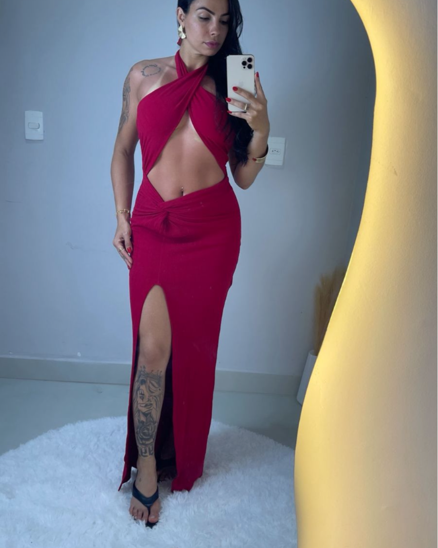 Vestido longo amarração